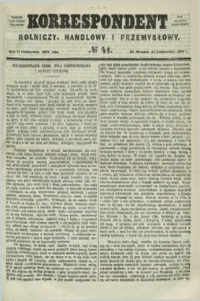 Korrespondent Rolniczy, Handlowy i Przemysłowy : wychodzi jako pismo dodatkowe przy Gazecie Warszawskiéj. 1870, № 41 (11 października)