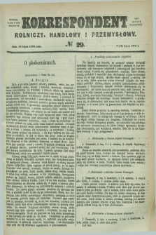 Korrespondent Rolniczy, Handlowy i Przemysłowy : wychodzi jako pismo dodatkowe przy Gazecie Warszawskiéj. 1876, № 29 (19 lipca)