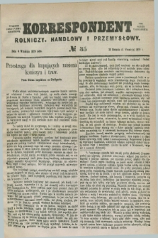 Korrespondent Rolniczy, Handlowy i Przemysłowy : wychodzi jako pismo dodatkowe przy Gazecie Warszawskiej. 1879, № 35 (4 września)