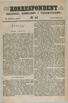 Korrespondent Rolniczy, Handlowy i Przemysłowy : wychodzi jako pismo dodatkowe przy Gazecie Warszawskiej. 1879, № 43 (30 października)