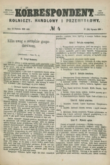 Korrespondent Rolniczy, Handlowy i Przemysłowy : wychodzi jako pismo dodatkowe przy Gazecie Warszawskiej. 1880, № 4 (24 stycznia)