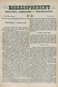 Korrespondent Rolniczy, Handlowy i Przemysłowy : wychodzi jako pismo dodatkowe przy Gazecie Warszawskiej. 1880, № 20 (13 maja)