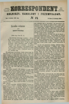 Korrespondent Rolniczy, Handlowy i Przemysłowy : wychodzi jako pismo dodatkowe przy Gazecie Warszawskiej. 1883, № 14 (5 kwietnia)