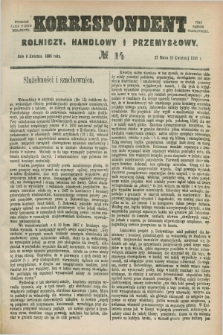 Korrespondent Rolniczy, Handlowy i Przemysłowy : wychodzi jako pismo dodatkowe przy Gazecie Warszawskiej. 1886, № 14 (8 kwietnia)