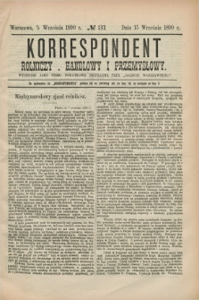 Korrespondent Rolniczy, Handlowy i Przemysłowy : wychodzi jako pismo dodatkowe bezpłatne przy „Gazecie Warszawskiéj”. 1890, № 31 (15 września)