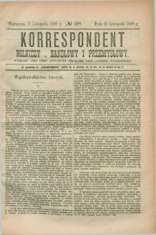 Korrespondent Rolniczy, Handlowy i Przemysłowy : wychodzi jako pismo dodatkowe bezpłatne przy „Gazecie Warszawskiéj”. 1890, № 38 (24 listopada)