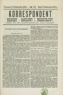 Korrespondent Rolniczy, Handlowy i Przemysłowy : wychodzi jako pismo dodatkowe bezpłatne przy „Gazecie Warszawskiéj”. 1892, № 41 (31 października)