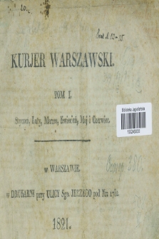 Kurjer Warszawski. [1821], nr 1 (1 stycznia)