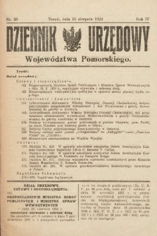 Dziennik Urzędowy Województwa Pomorskiego. 1924, nr 20