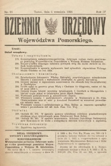 Dziennik Urzędowy Województwa Pomorskiego. 1924, nr 21