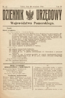 Dziennik Urzędowy Województwa Pomorskiego. 1924, nr 22