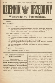 Dziennik Urzędowy Województwa Pomorskiego. 1924, nr 27