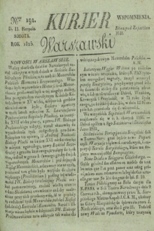 Kurjer Warszawski. 1825, Nro 191 (13 sierpnia)