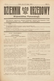 Dziennik Urzędowy Województwa Pomorskiego. 1925, nr 5