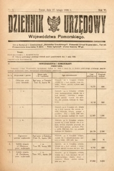 Dziennik Urzędowy Województwa Pomorskiego. 1926, nr 6
