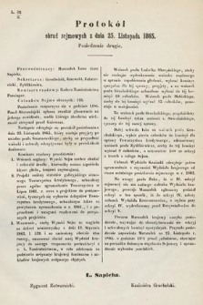 [Kadencja I, sesja III, pos. 2] Protokoły z 3. Sesyi I. Peryodu Sejmu Krajowego Królestwa Galicyi i Lodomeryi wraz z Wielkiem Księstwem Krakowskiem z roku 1865/6. Protokół 2