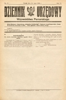 Dziennik Urzędowy Województwa Pomorskiego. 1926, nr 15