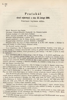 [Kadencja I, sesja III, pos. 37] Protokoły z 3. Sesyi I. Peryodu Sejmu Krajowego Królestwa Galicyi i Lodomeryi wraz z Wielkiem Księstwem Krakowskiem z roku 1865/6. Protokół 37