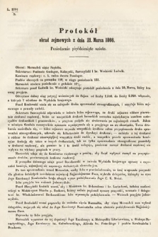 [Kadencja I, sesja III, pos. 56] Protokoły z 3. Sesyi I. Peryodu Sejmu Krajowego Królestwa Galicyi i Lodomeryi wraz z Wielkiem Księstwem Krakowskiem z roku 1865/6. Protokół 56