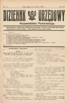 Dziennik Urzędowy Województwa Pomorskiego. 1927, nr 11