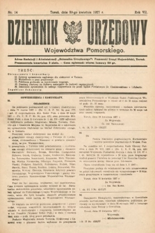 Dziennik Urzędowy Województwa Pomorskiego. 1927, nr 14