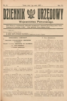 Dziennik Urzędowy Województwa Pomorskiego. 1927, nr 15
