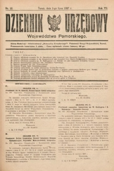 Dziennik Urzędowy Województwa Pomorskiego. 1927, nr 22