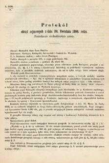 [Kadencja I, sesja III, pos. 76] Protokoły z 3. Sesyi I. Peryodu Sejmu Krajowego Królestwa Galicyi i Lodomeryi wraz z Wielkiem Księstwem Krakowskiem z roku 1865/6. Protokół 76