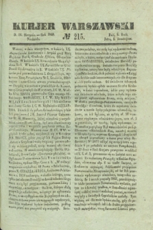 Kurjer Warszawski. 1840, № 215 (16 sierpnia)