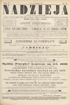 Nadzieja : dwutygodnik z wykazem bieżących ciągnień losów, listów zastawnych, obligacyj indemnizacyjnych innych papierów wartościowych : wiadomości bankowe, kolejowe, ekonomiczne. 1888, nr 78