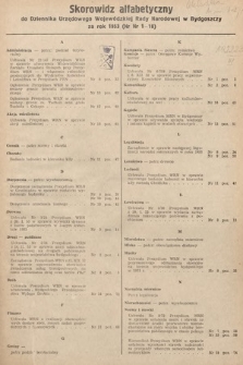 Dziennik Urzędowy Wojewódzkiej Rady Narodowej w Bydgoszczy. 1953, skorowidz alfabetyczny