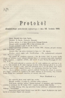 [Kadencja I, sesja IV, pos. 20] Protokoły z 4. Sesyi I. Peryodu Sejmu Krajowego Królestwa Galicyi i Lodomeryi wraz z Wielkiem Księstwem Krakowskiem z roku 1866. Protokół 20