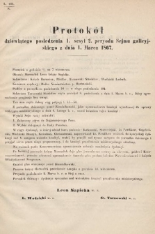 [Kadencja II, sesja I, pos. 9] Protokoły z 1. Sesyi II. Peryodu Sejmu Krajowego Królestwa Galicyi i Lodomeryi wraz z Wielkiem Księstwem Krakowskiem z roku 1867. Protokół 9