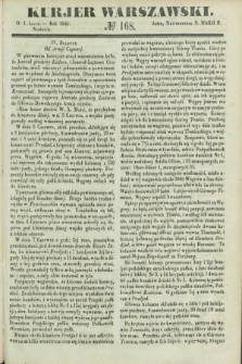Kurjer Warszawski. 1849, № 168 (1 lipca)