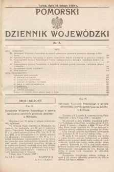 Pomorski Dziennik Wojewódzki. 1929, nr 9