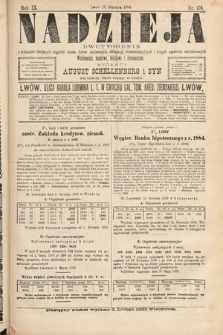 Nadzieja : dwutygodnik z wykazem bieżących ciągnień losów, listów zastawnych, obligacyj indemnizacyjnych innych papierów wartościowych : wiadomości bankowe, kolejowe, ekonomiczne. 1893, nr 176