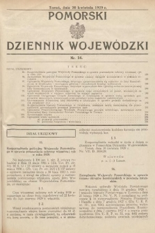 Pomorski Dziennik Wojewódzki. 1929, nr 14