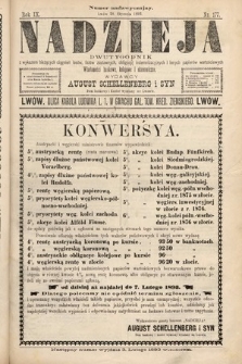 Nadzieja : dwutygodnik z wykazem bieżących ciągnień losów, listów zastawnych, obligacyj indemnizacyjnych innych papierów wartościowych : wiadomości bankowe, kolejowe, ekonomiczne. 1893, nr 177