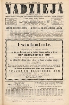 Nadzieja : dwutygodnik z wykazem bieżących ciągnień losów, listów zastawnych, obligacyj indemnizacyjnych innych papierów wartościowych : wiadomości bankowe, kolejowe, ekonomiczne. 1893, nr 195