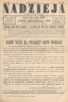 Nadzieja : dwutygodnik z wykazem bieżących ciągnień losów, listów zastawnych, obligacyj indemnizacyjnych innych papierów wartościowych : wiadomości bankowe, kolejowe, ekonomiczne. 1896, nr 249