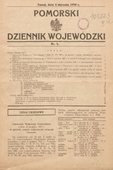 Pomorski Dziennik Wojewódzki. 1930, nr 1