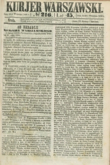 Kurjer Warszawski. R.45 [i.e.46], № 216 (26 września 1866)