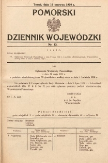 Pomorski Dziennik Wojewódzki. 1930, nr 12