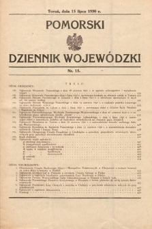 Pomorski Dziennik Wojewódzki. 1930, nr 15