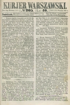 Kurjer Warszawski. R.46 [i.e.47], № 205 (16 września 1867)