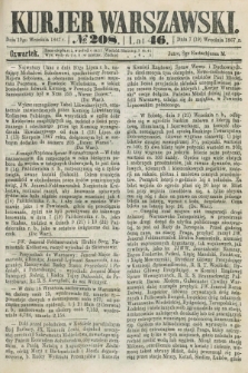 Kurjer Warszawski. R.46 [i.e.47], № 208 (19 września 1867)