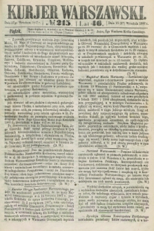 Kurjer Warszawski. R.46 [i.e.47], № 215 (27 września 1867)