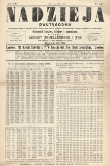 Nadzieja : dwutygodnik z wykazem bieżących ciągnień losów, listów zastawnych, obligacyj indemnizacyjnych innych papierów wartościowych : wiadomości bankowe, kolejowe, ekonomiczne. 1906, nr 495