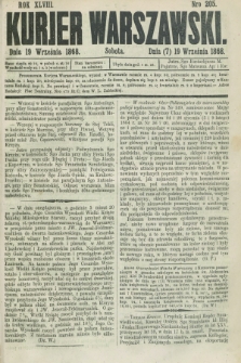 Kurjer Warszawski. R.48, Nro 205 (19 września 1868) + dod.