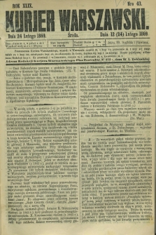 Kurjer Warszawski. R.49, Nro 43 (24 lutego 1869)